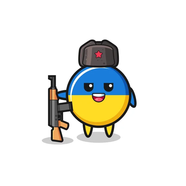 Cute Ukraine Flag Cartoon Russian Army Cute Design — стоковый вектор