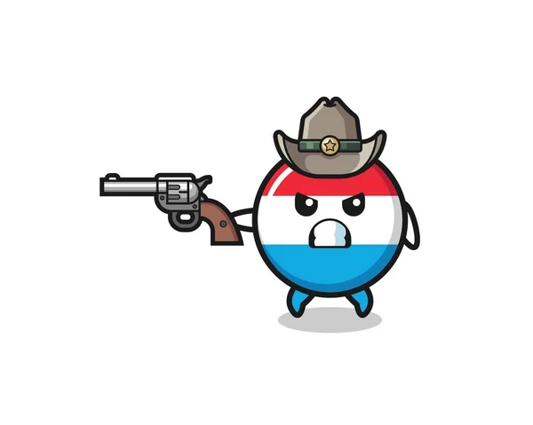 Luxembourg Cowboy Shooting Gun Cute Design — Wektor stockowy