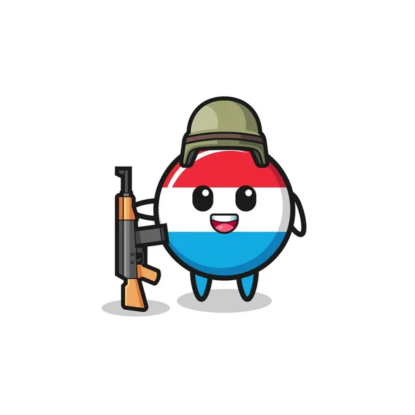 Cute Luxembourg Mascot Soldier Cute Design — Vetor de Stock