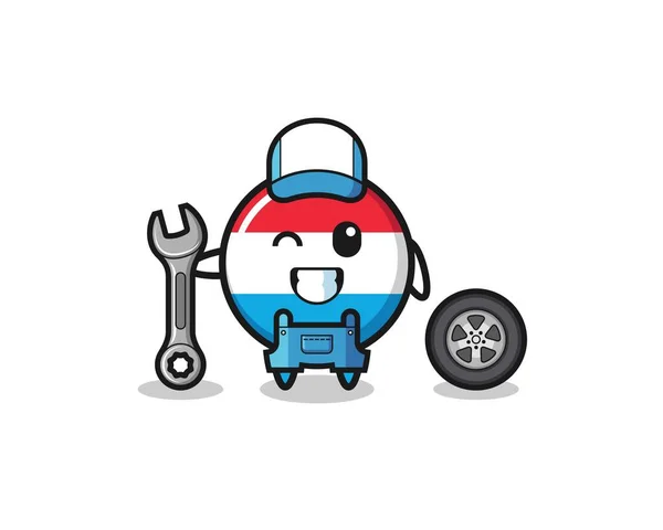 Luxembourg Character Mechanic Mascot Cute Design — Wektor stockowy