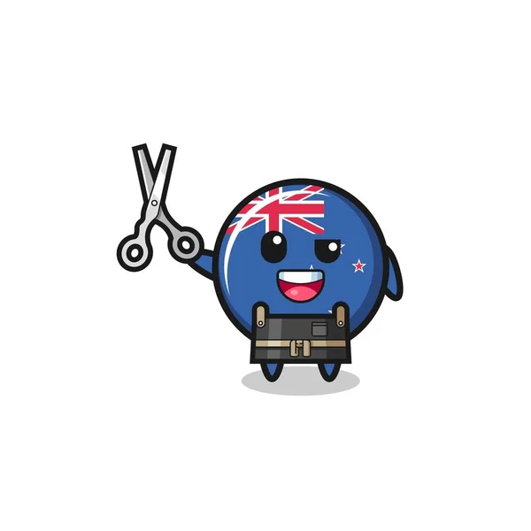 New Zealand Character Barbershop Mascot Cute Design — ストックベクタ