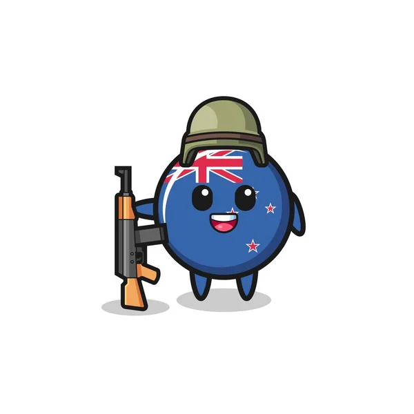 Cute New Zealand Mascot Soldier Cute Design — Stock vektor