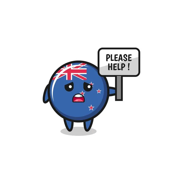 Χαριτωμένο Νέο Zealand Κρατήστε Παρακαλώ Βοηθήσει Banner Χαριτωμένο Σχεδιασμό — Διανυσματικό Αρχείο