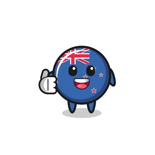 New Zealand Mascot Doing Thumbs Gesture Cute Design — Stockový vektor