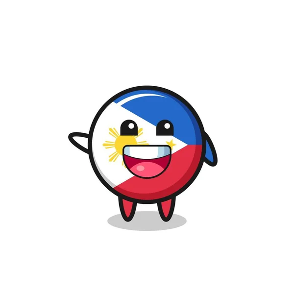 Happy Philippines Flag Cute Mascot Character Cute Design — Stock Vector