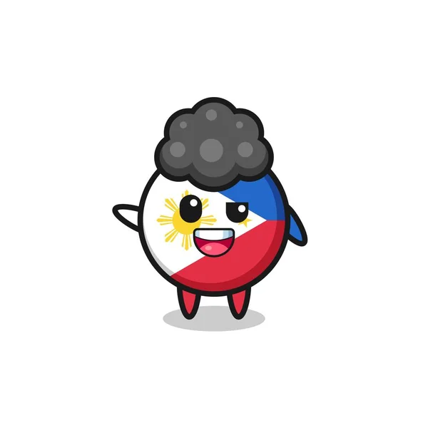 Philippines Flag Character Afro Boy Cute Design — стоковый вектор