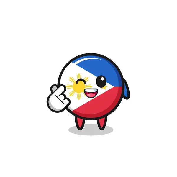 Philippines Flag Character Doing Korean Finger Heart Cute Design —  Vetores de Stock