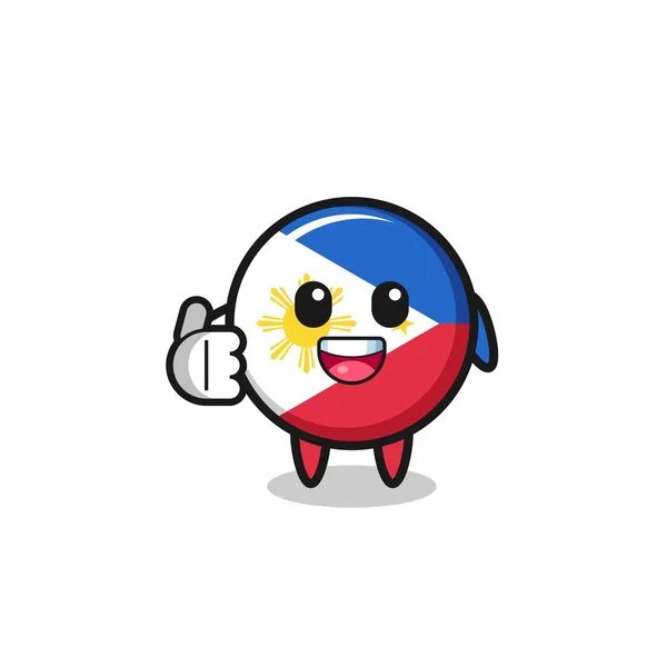 Philippines Flag Mascot Doing Thumbs Gesture Cute Design — стоковый вектор