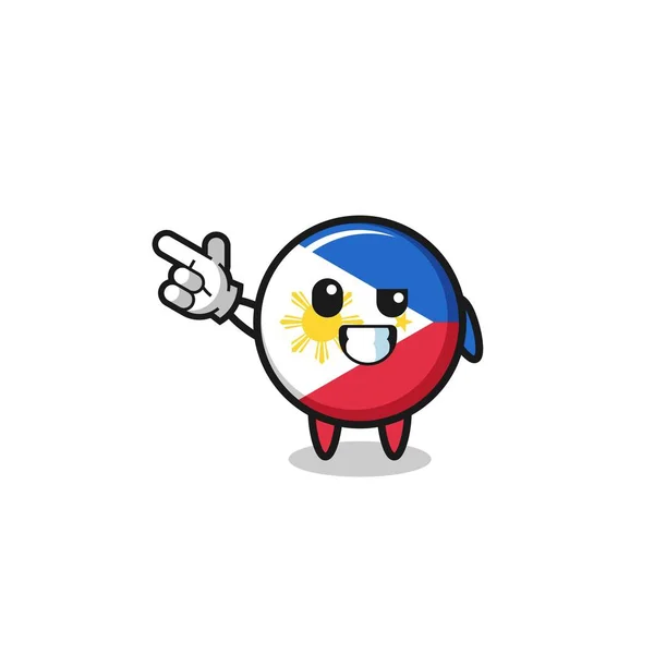 Philippines Bandera Mascota Apuntando Arriba Izquierda Lindo Diseño — Vector de stock