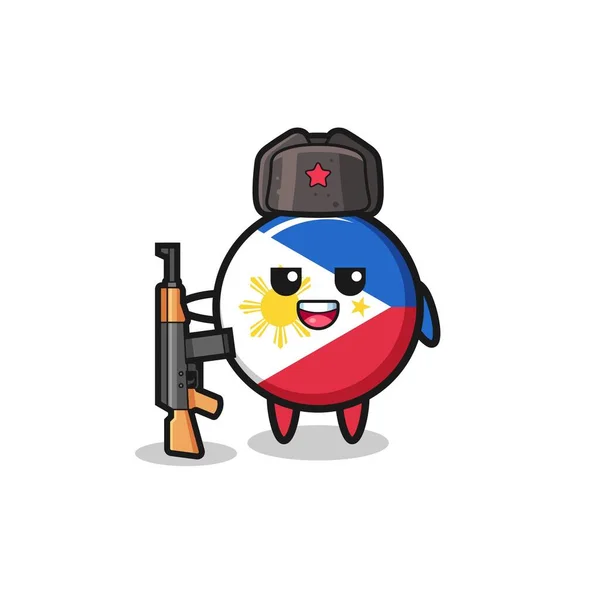 Cute Philippines Flag Cartoon Russian Army Cute Design — стоковый вектор