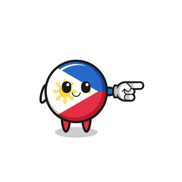 Philippines Flag Mascot Pointing Right Gesture Cute Design — Stock vektor