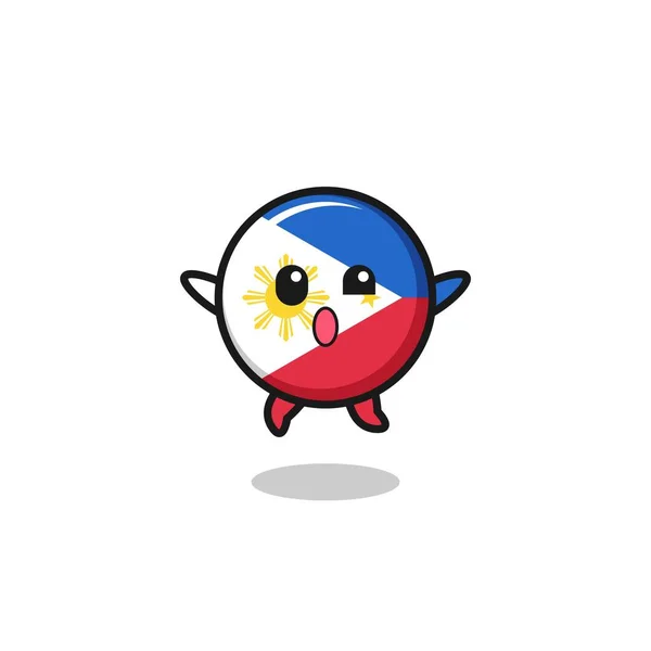 Philippines Flag Character Jumping Gesture Cute Design — Vetor de Stock