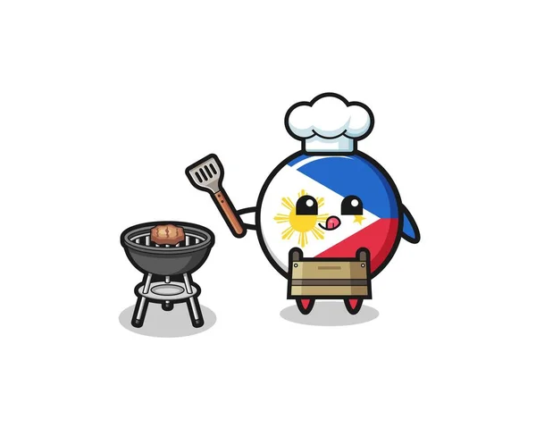 Philippines Flag Barbeque Chef Grill Cute Design — Stock vektor