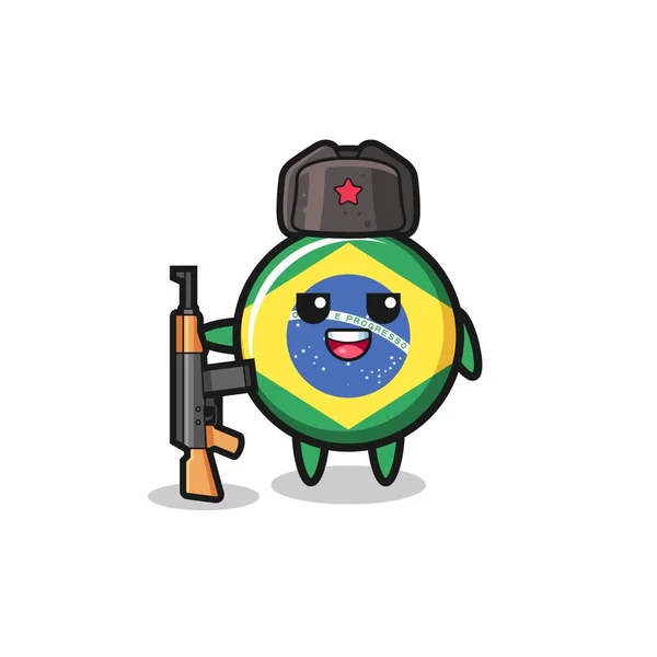 Cute Brazil Flag Cartoon Russian Army Cute Design — Vetor de Stock