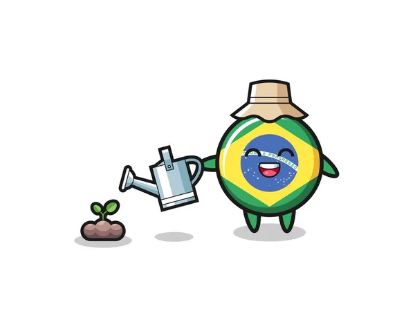 귀여운 브라질 국기는 식물의 씨앗에 있습니다 — 스톡 벡터