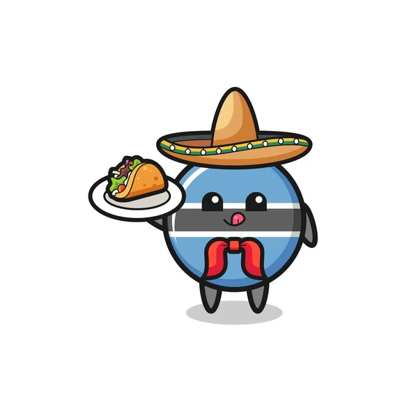 Botswana Flag Mexican Chef Mascot Holding Taco Cute Design — Wektor stockowy