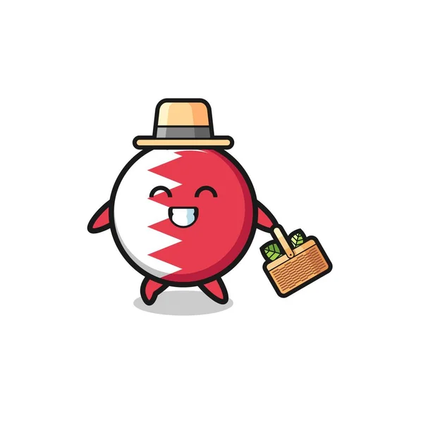 Bahrain Flag Herbalist Character Searching Herbal Cute Design — Wektor stockowy