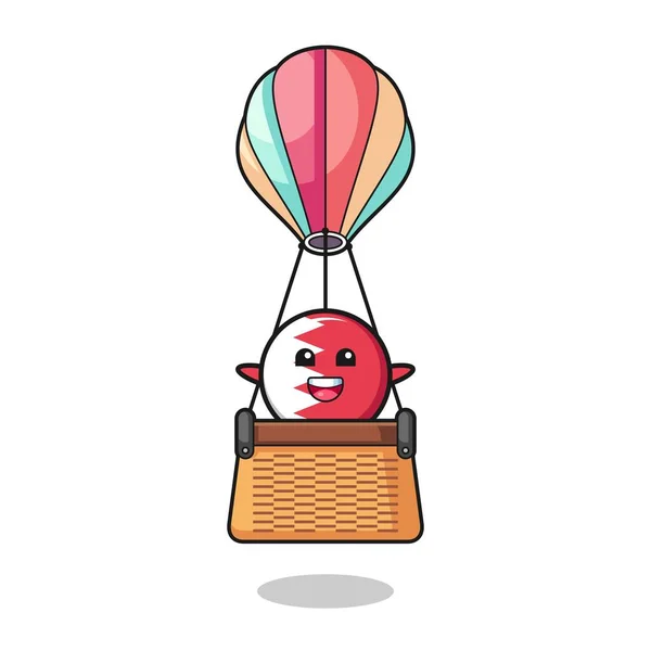熱気球に乗ってるバーレーンフラッグマスコット可愛いデザイン — ストックベクタ