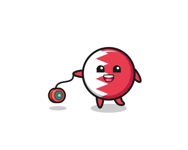 Cartoon Cute Bahrain Flag Playing Yoyo Cute Design —  Vetores de Stock