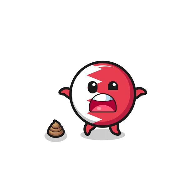 Bahrain Flag Earth Surprised Meet Poop Cute Design — Stockvector