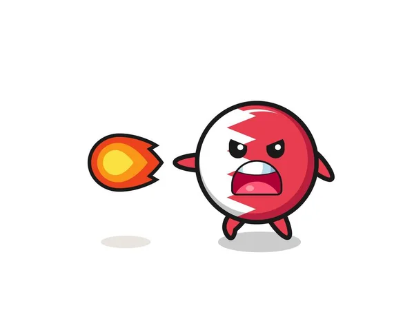 Cute Bahrain Flag Mascot Shooting Fire Power Cute Design —  Vetores de Stock