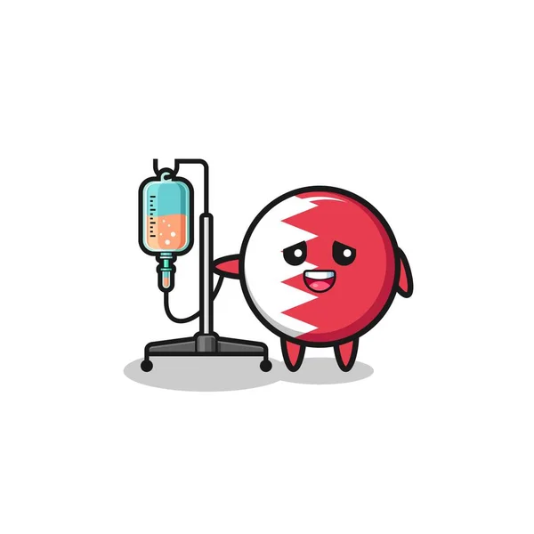 Cute Bahrain Flag Character Standing Infusion Pole Cute Design — 图库矢量图片