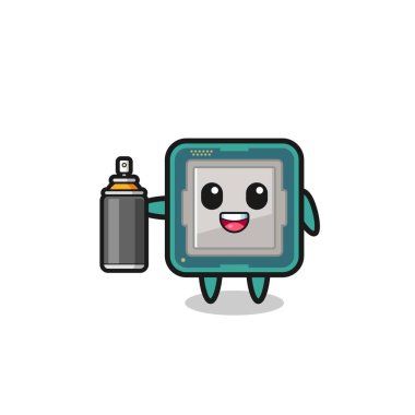 the cute processor as a graffiti bomber , cute design