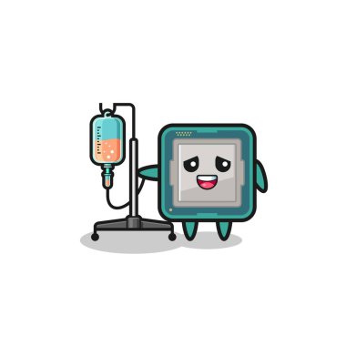 cute processor character standing with infusion pole , cute design