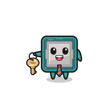 cute processor as a real estate agent mascot , cute design