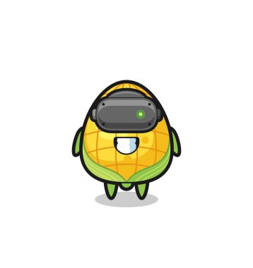 cute corn using VR headset , cute design