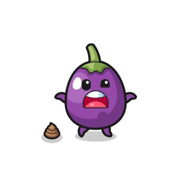 eggplant earth surprised to meet poop , cute design