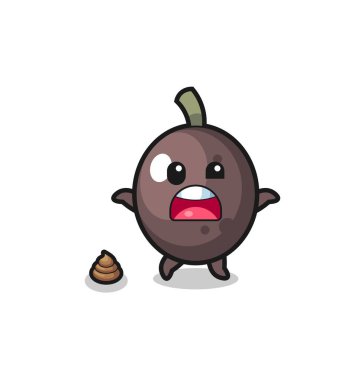 black olive earth surprised to meet poop , cute design