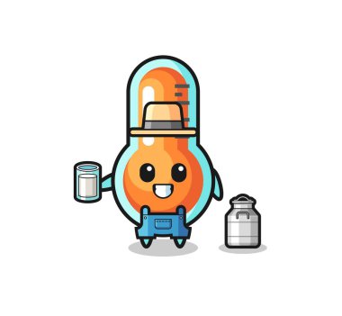 thermometer cartoon as the dairy farmer , cute design