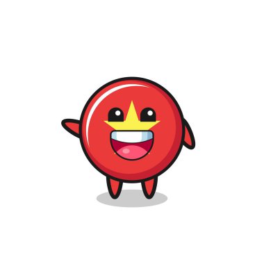 happy vietnam flag cute mascot character , cute design