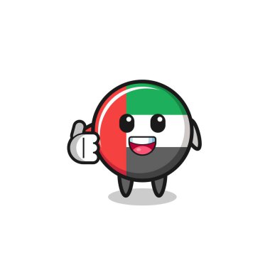 uae flag mascot doing thumbs up gesture , cute design