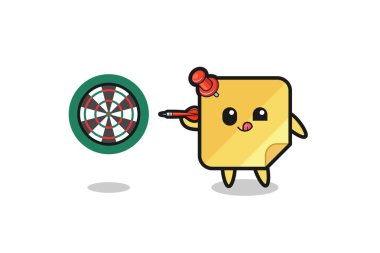 cute sticky notes is playing dart , cute design