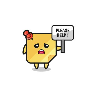 cute sticky notes hold the please help banner , cute design