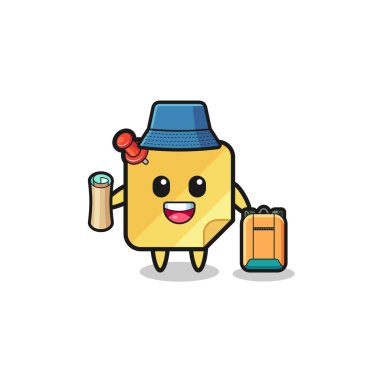 sticky notes mascot character as hiker , cute design
