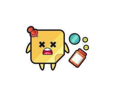 illustration of overdose sticky notes character , cute design