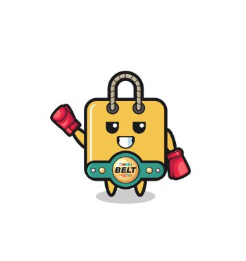 shopping bag boxer mascot character , cute design