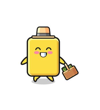 yellow card herbalist character searching a herbal , cute design