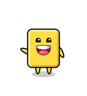 happy yellow card cute mascot character , cute design
