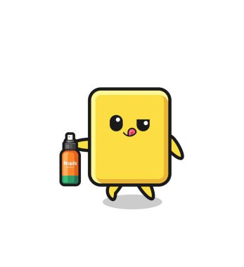 cute yellow card holding mosquito repellent , cute design