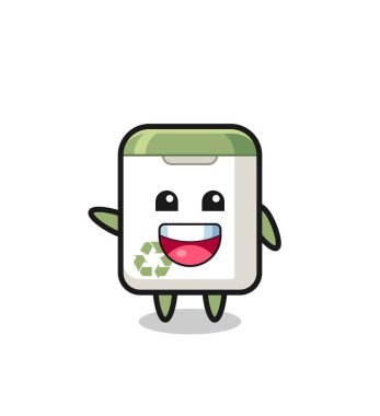 happy trash can cute mascot character , cute design