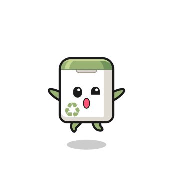 trash can character is jumping gesture , cute design