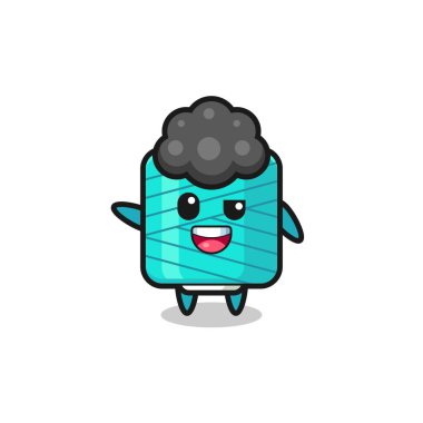 yarn spool character as the afro boy , cute design