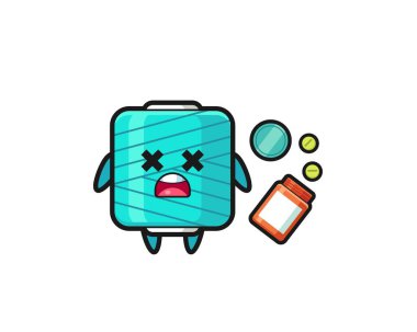 illustration of overdose yarn spool character , cute design