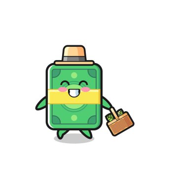 money herbalist character searching a herbal , cute design