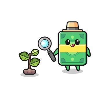 cute money herbalist researching a plants , cute design