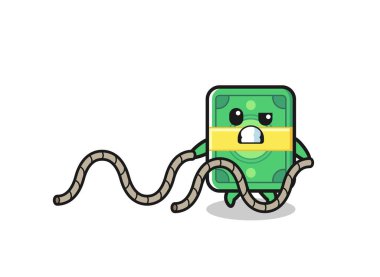illustration of money doing battle rope workout , cute design